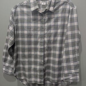 Uniqlo Gray and White Plaid Button-Down Shirt